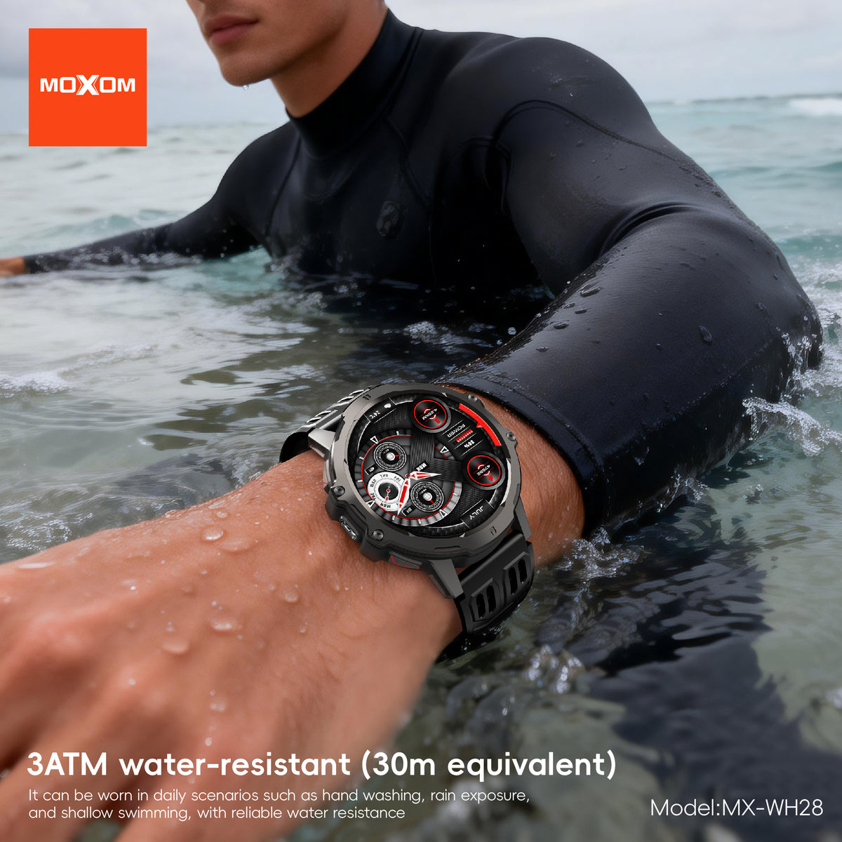 MOXOM MX-WH28 Smartwatch – 1.7" Round HD Screen, Bluetooth Calling, 3ATM Water Resistant, 7-9 Day Battery