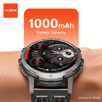MOXOM MX-WH28 Smartwatch – 1.7" Round HD Screen, Bluetooth Calling, 3ATM Water Resistant, 7-9 Day Battery