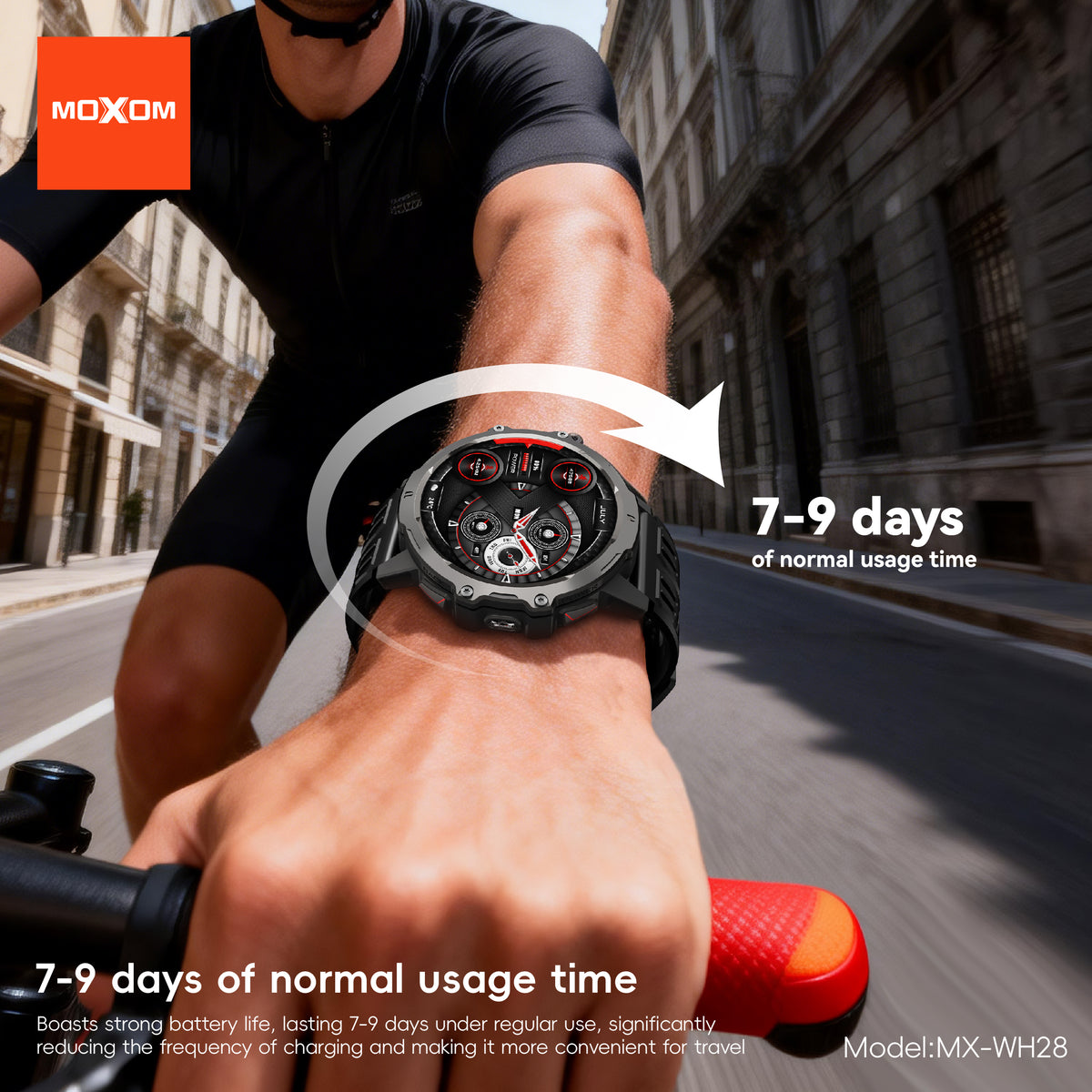 MOXOM MX-WH28 Smartwatch – 1.7" Round HD Screen, Bluetooth Calling, 3ATM Water Resistant, 7-9 Day Battery