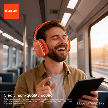 MOXOM MX-WL103 AIR Wireless Headphones – Up to 50H Playback, Bluetooth 6.0, 40mm Drivers, TF Card