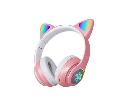 Moxom MX-WL58 Wireless Bluetooth 5.3 Headphones with LED Light - white background