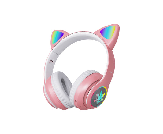 Moxom MX-WL58 Wireless Bluetooth 5.3 Headphones with LED Light - white background