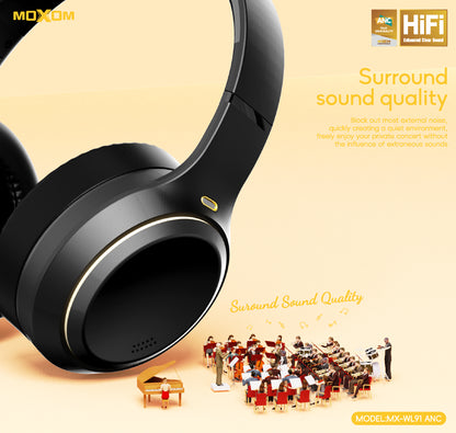 MOXOM MX-WL91 Starry Night ANC Wireless Headphones – Active Noise Cancelling 30dB, 38H Playback, Hi-Fi