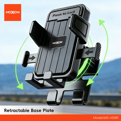 MOXOM MX-VS189 Magnetic Headrest Phone Holder – One-Click Lock, Neodymium Magnet, Fits All Headrests