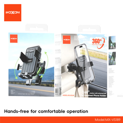 MOXOM MX-VS189 Magnetic Headrest Phone Holder – One-Click Lock, Neodymium Magnet, Fits All Headrests