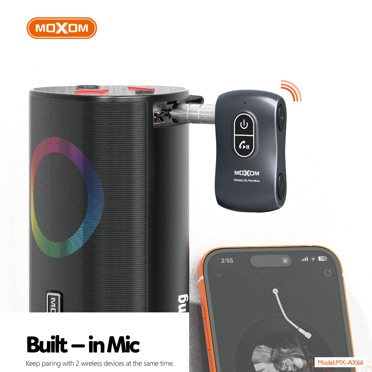 Bluetooth 5.0 AUX Wireless Audio Receiver – MOXOM MX-AX66