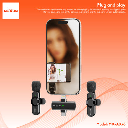 Moxom MX-AX78 Rhythm 2-in-2 Wireless Lavalier Microphone