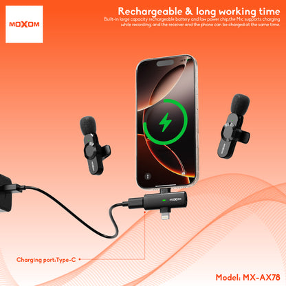 Moxom MX-AX78 Rhythm 2-in-2 Wireless Lavalier Microphone