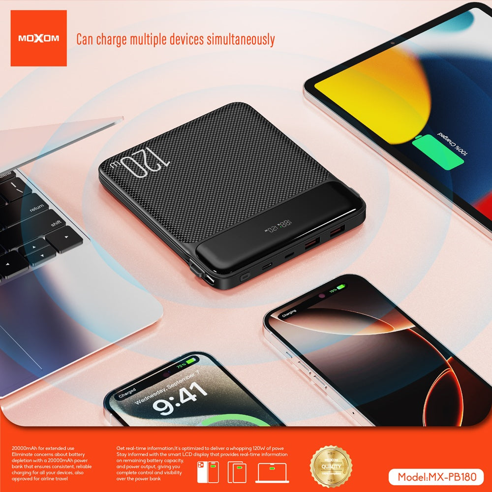 Moxom MX-PB180 20000mAh Utopia LCD Power Bank