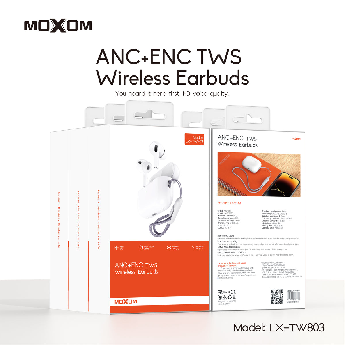 Moxom MX-TW803 TWS Earbuds with ANC – iOS & Android Compatible