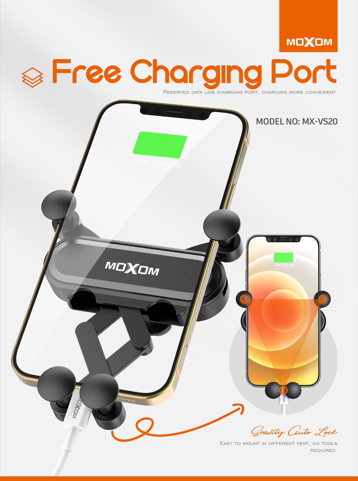 DeftHand Gravity Auto-Lock Phone Holder – MOXOM MX-VS20