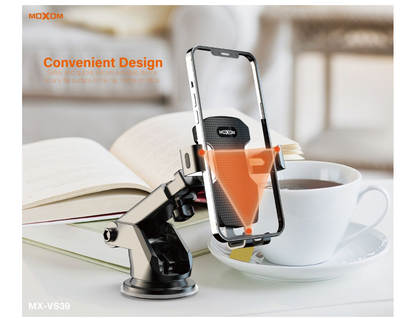 MOXOM MX-VS39 Gravity Car Phone Holder – Auto-Clamp, Suction Mount for Dash & Windscreen, 360°