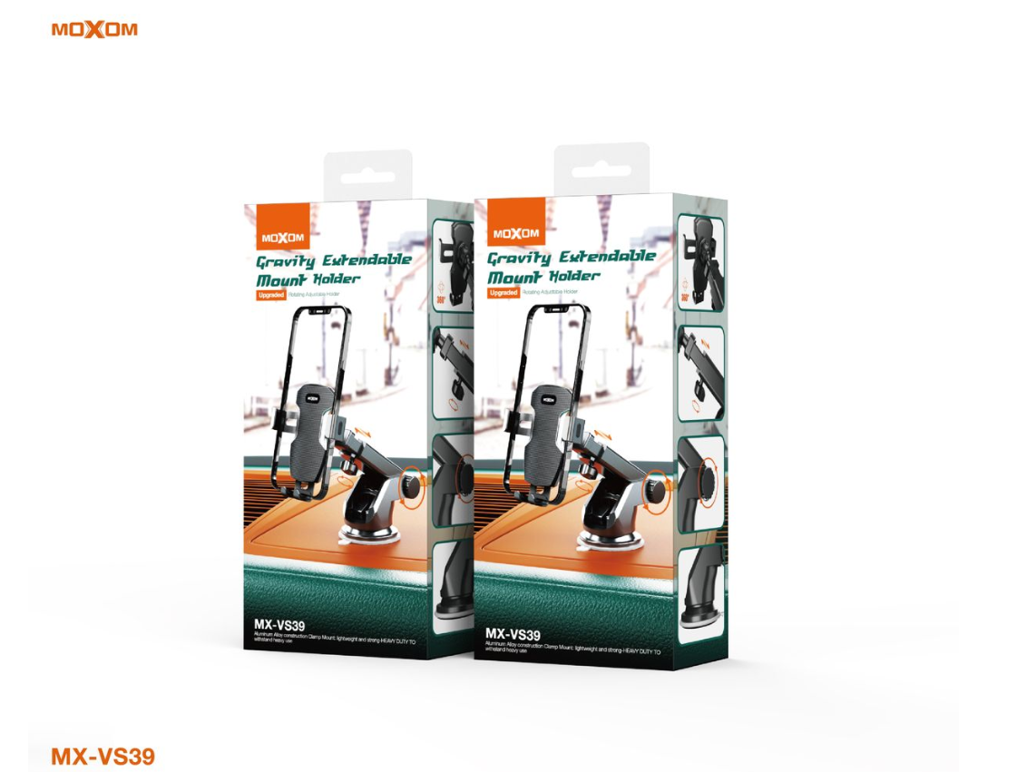 MOXOM MX-VS39 Gravity Car Phone Holder – Auto-Clamp, Suction Mount for Dash & Windscreen, 360°