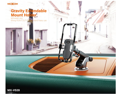 MOXOM MX-VS39 Gravity Car Phone Holder – Auto-Clamp, Suction Mount for Dash & Windscreen, 360°