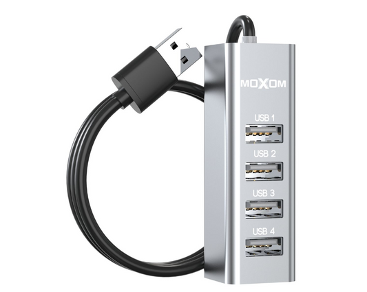 MOXOM MX-HB04 4-in-1 USB Hub – 4 USB Ports, 480Mbps, 80cm Cable for Laptop, PC & Gaming