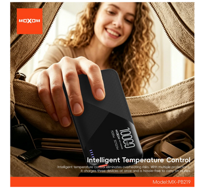 MOXOM MX-PB219 10000mAh Power Bank – 22.5W Super Fast Charging, USB-C + USB-A, Compact