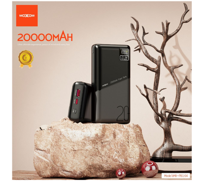 MOXOM MX-PB220 20000mAh Power Bank with Built-In USB-C & Lightning Cables – 22.5W Fast Charging