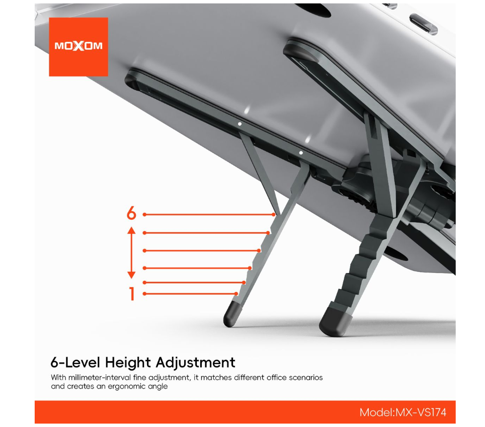 MOXOM MX-VS174 3-in-1 Desk Stand – Holds Laptop, Tablet & MagSafe Phone, Foldable