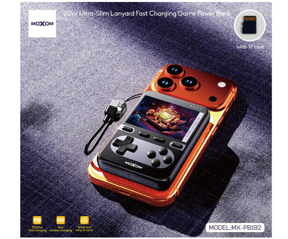 MOXOM MX-PB192 5000mAh Magnetic Power Bank with ~1000 Built-In Games – 2.8" Screen, 20W PD, 15W Wireless