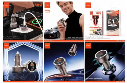 MOXOM MX-VC54 Energy Hub Car Charger – 75W Dual Port (45W USB-A/C + 30W USB-C), Fast Charge Laptop & Phone