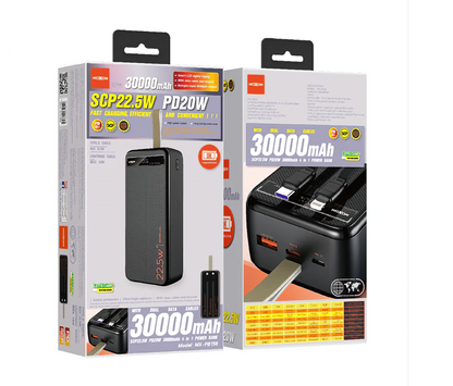 MOXOM MX-PB156 30000mAh Power Bank – SCP 22.5W + PD 20W, Multiple Full Charges