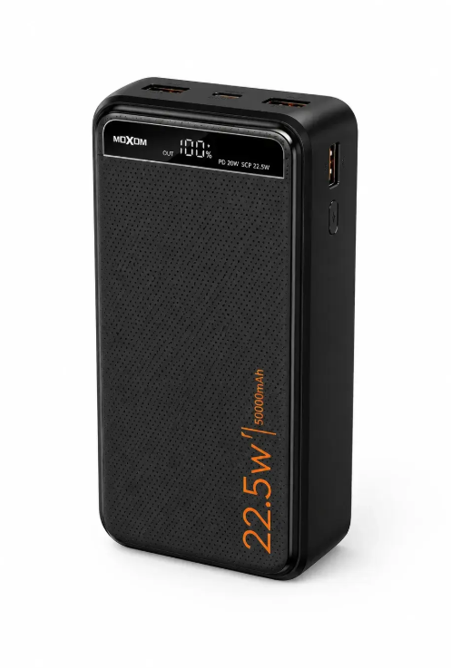 MOXOM MX-PB158 50000mAh 4-in-1 Power Bank – SCP 22.5W + PD 20W, Built-In Dual Cable