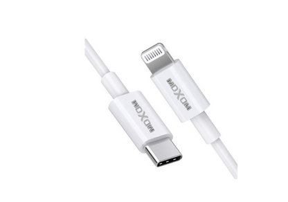 MOXOM MX-CB127 Short USB-C to Lightning Cable – Fast Charging, Tangle-Free for Power Banks & Cars, White