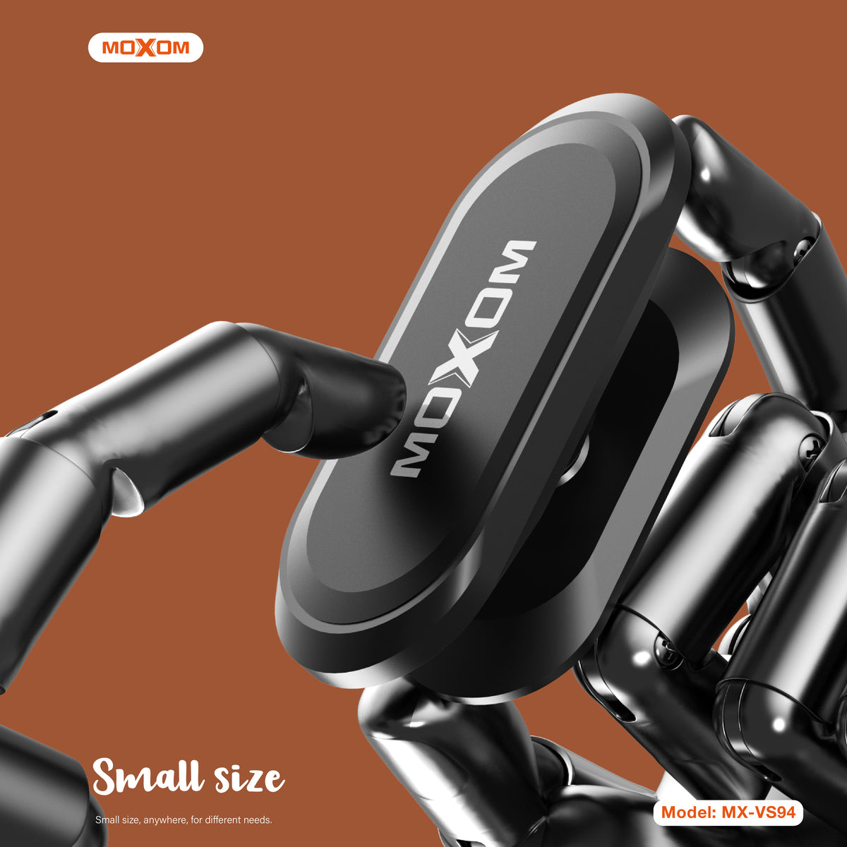 MOXOM MX-VS94 Fortress Mini Magnetic Phone Holder – 4-Magnet Array, Ultra-Compact 21g, Metal Plate Included