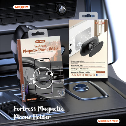 MOXOM MX-VS94 Fortress Mini Magnetic Phone Holder – 4-Magnet Array, Ultra-Compact 21g, Metal Plate Included