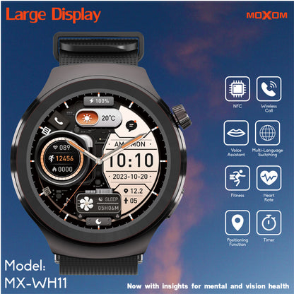 MOXOM MX-WH11 Smartwatch – 1.53" HD Touchscreen, Bluetooth Calling, NFC, 7-10 Day Battery