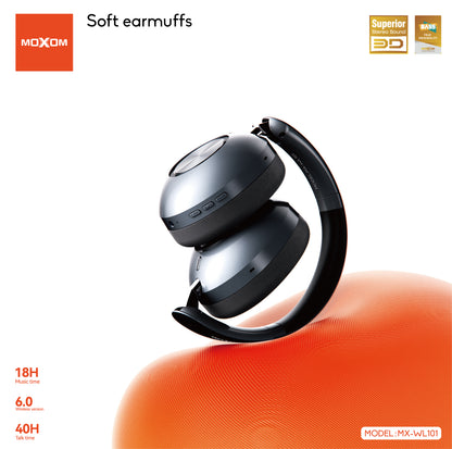 MOXOM MX-WL101 Foldable Wireless Headphones – HiFi Stereo 40mm Drivers, Bluetooth 6.0, 18H Music