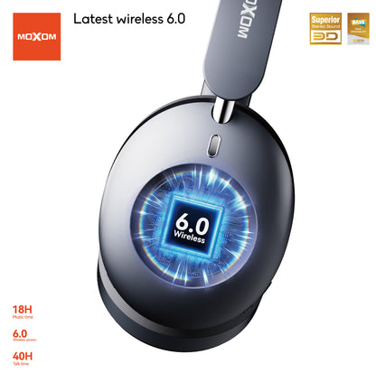MOXOM MX-WL101 Foldable Wireless Headphones – HiFi Stereo 40mm Drivers, Bluetooth 6.0, 18H Music
