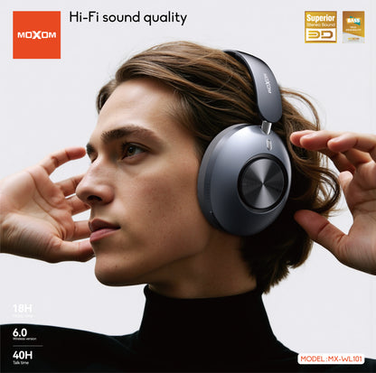 MOXOM MX-WL101 Foldable Wireless Headphones – HiFi Stereo 40mm Drivers, Bluetooth 6.0, 18H Music