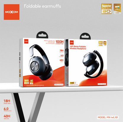MOXOM MX-WL101 Foldable Wireless Headphones – HiFi Stereo 40mm Drivers, Bluetooth 6.0, 18H Music