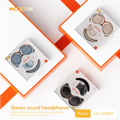 MOXOM LX-WL801 ANC Over-Ear Headphones – Active Noise Cancellation + ENC Calls, Bluetooth 5.4, Black/Beige/Blue