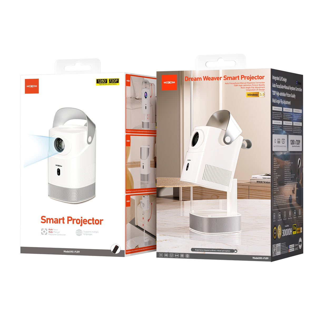 MOXOM MX-PJ09 Smart Projector – Portable Home Cinema, Big-Screen Movies & Gaming, Remote Included