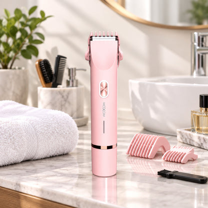 MOXOM MX-ER13 Wet & Dry Electric Hair Clipper & Trimmer – IPX7 Waterproof, Dual-Head, Cordless Type-C Rechargeable (Pink)