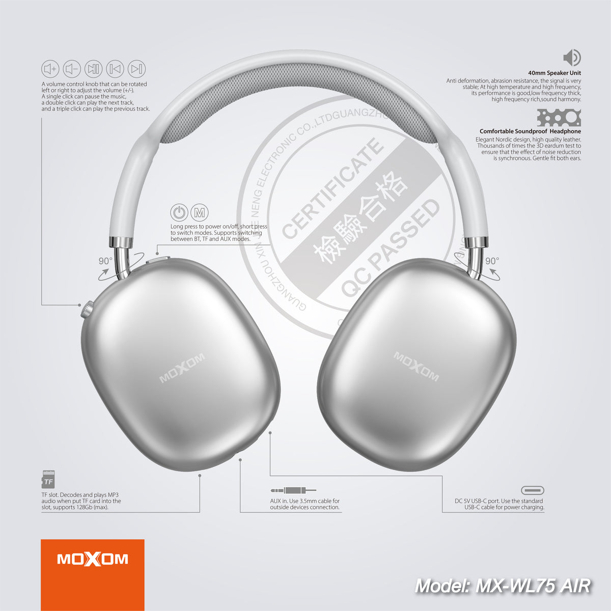 Moxom wireless headphones wl75
