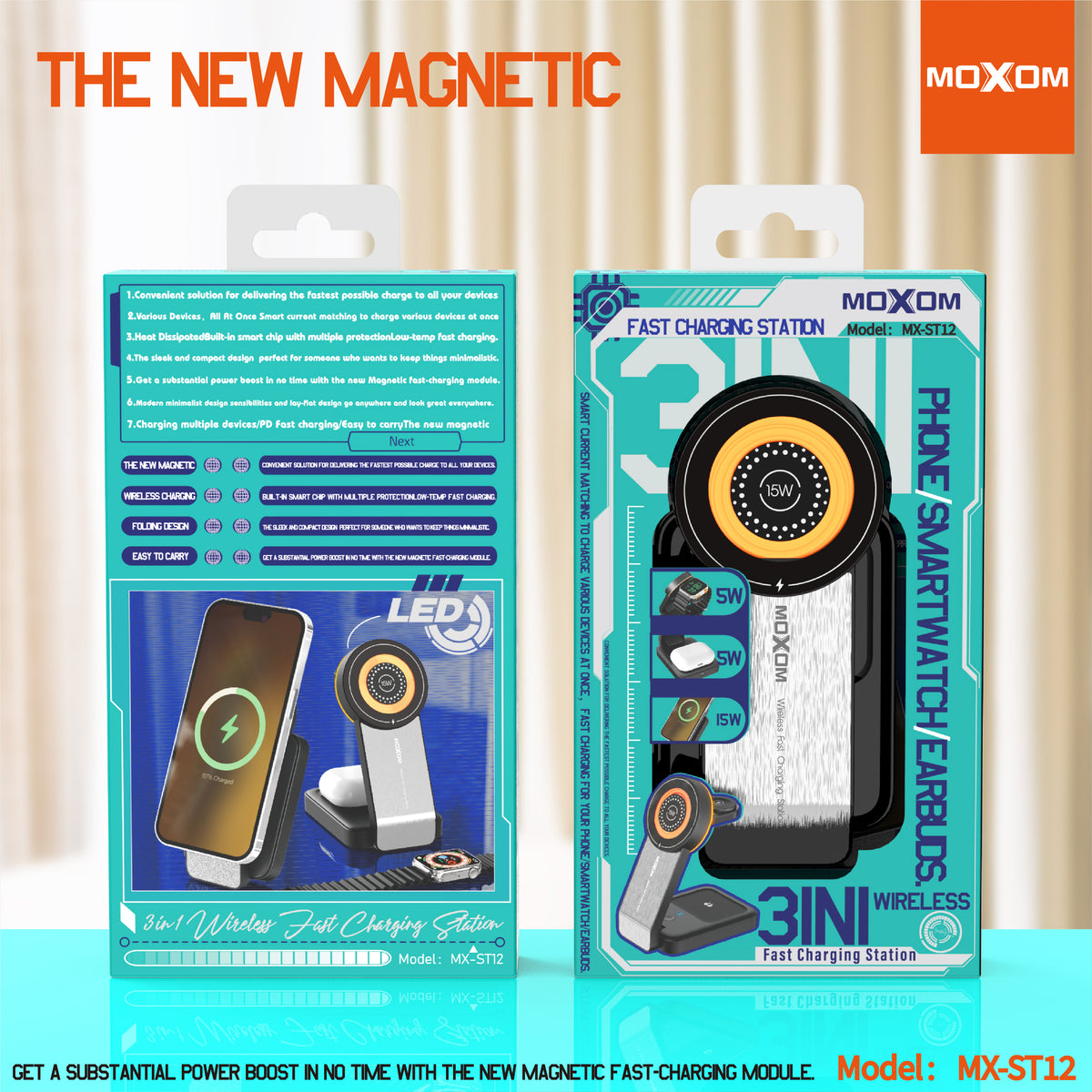 Moxom MX-ST12 3-in-1 Wireless Fast Charging Station