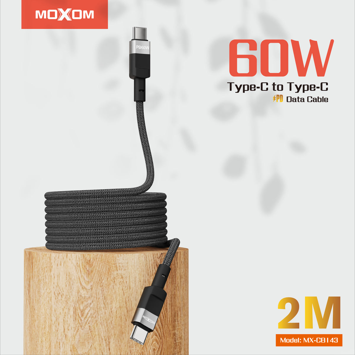 Moxom MX-CB143 - 60W PD Fast Charging Type-C to Type-C Cable (2m)