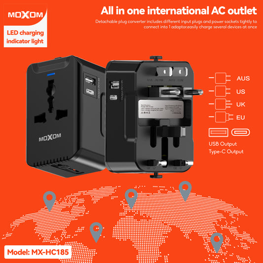 Universal Travel Adapter Charger AC Plug Moxom MX-HC185