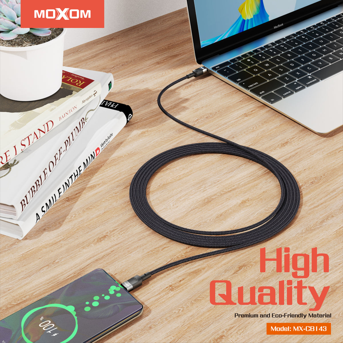 Moxom MX-CB143 - 60W PD Fast Charging Type-C to Type-C Cable (2m)