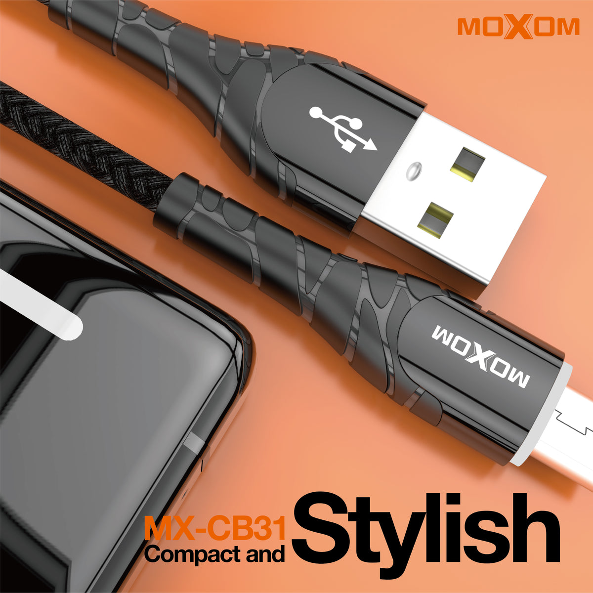 Moxom CB-31 Lightning Fast Charging Cable 2.4A Speed with LED Light