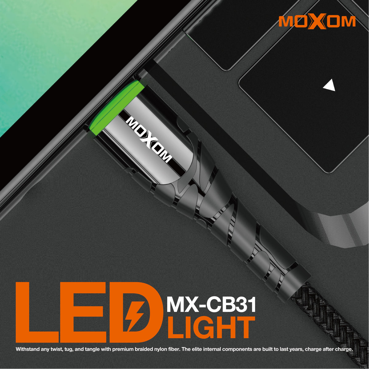 Moxom CB-31 Lightning Fast Charging Cable 2.4A Speed with LED Light