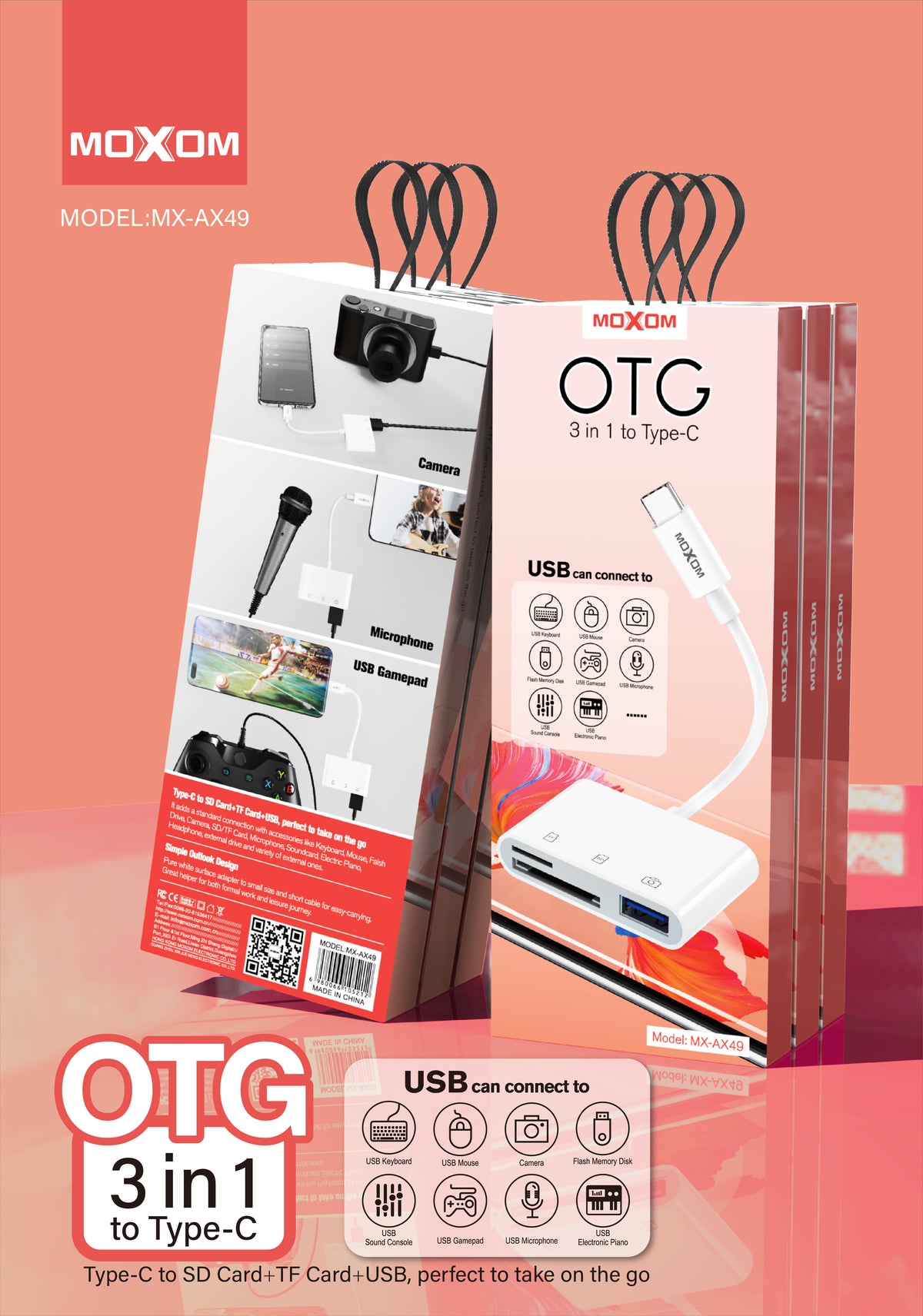 3 in 1 to Type-C OTG Moxom MX-AX49