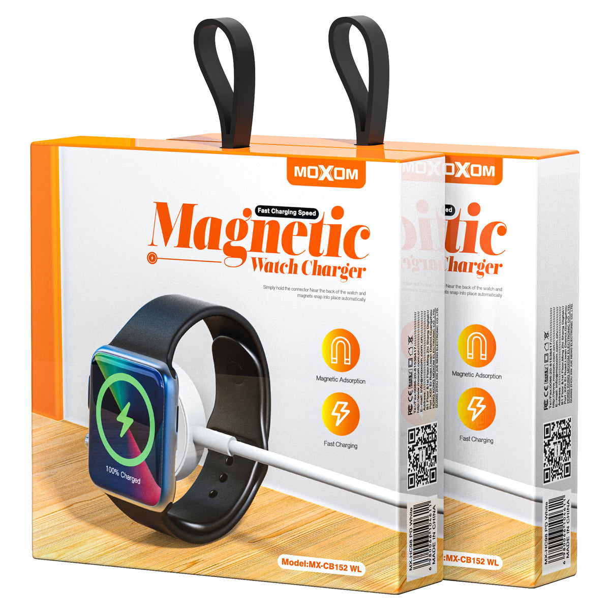 Moxom MX-CB152 WL Magnetic Wireless Watch Charger - 2.5W Fast Charging