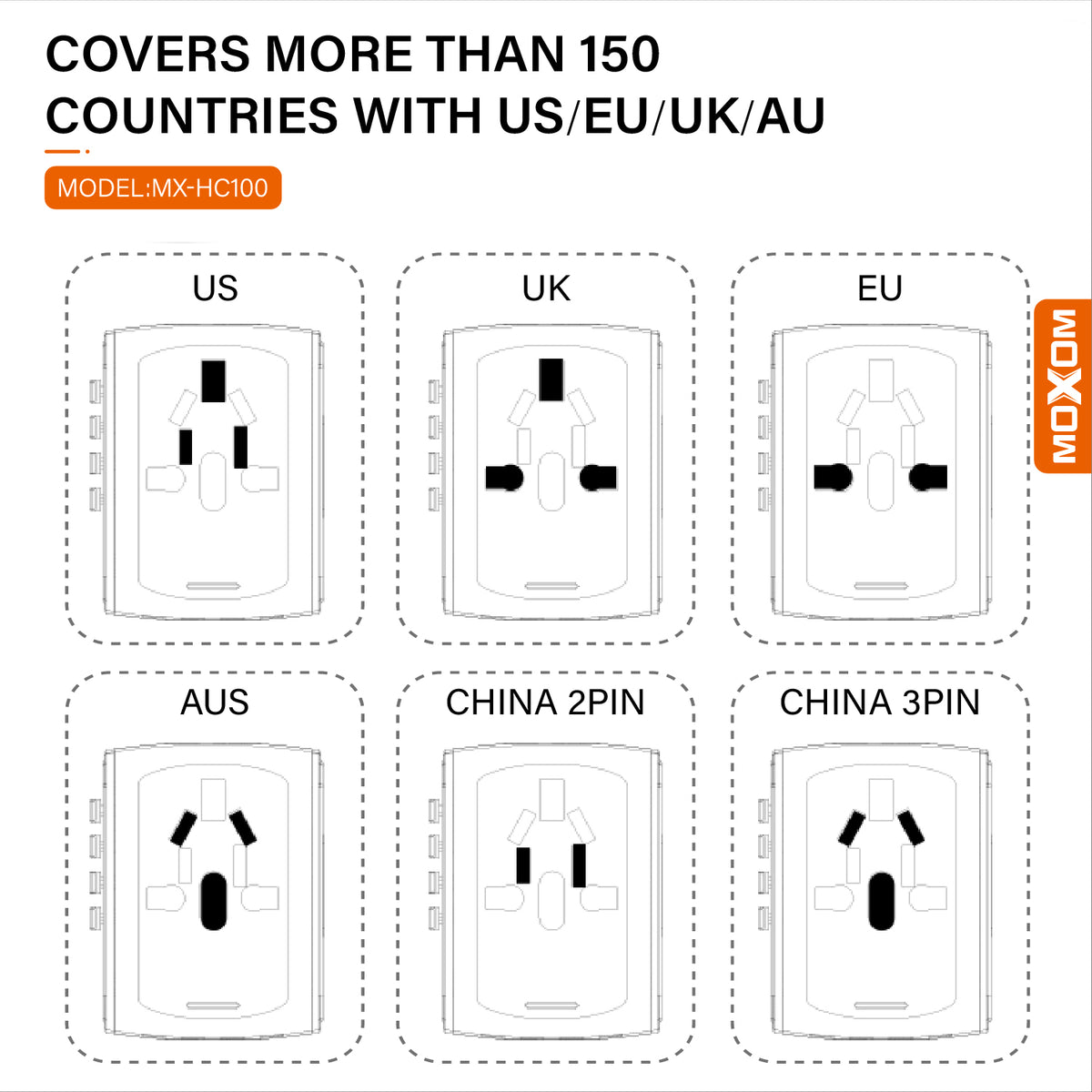 Multi Nation Travel Adapter Moxom HC100