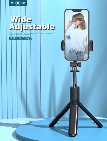 Moxom MX-SS08 3-in-1 Selfie Stick with Bluetooth Remote & Tripod