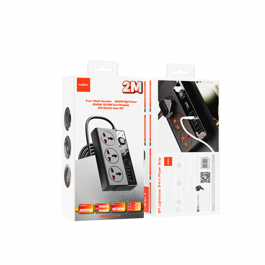 MOXOM MX-ST33 2M Lighthouse 9-in-1 Power Strip