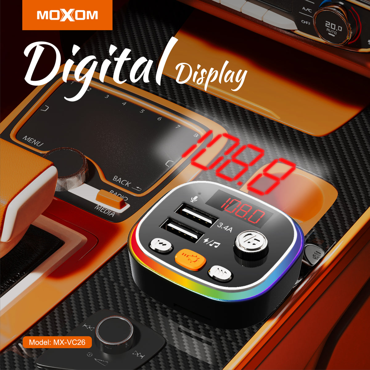 Moxom MX-VC26 Bluetooth 5.0 FM Transmitter